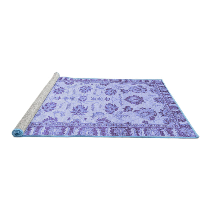 Sideview of Machine Washable Oriental Blue Traditional Rug, wshabs3350blu