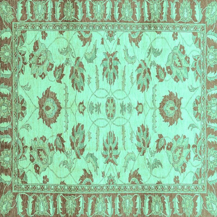 Square Machine Washable Oriental Turquoise Traditional Area Rugs, wshabs3350turq