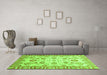 Machine Washable Oriental Green Traditional Area Rugs in a Living Room,, wshabs3350grn