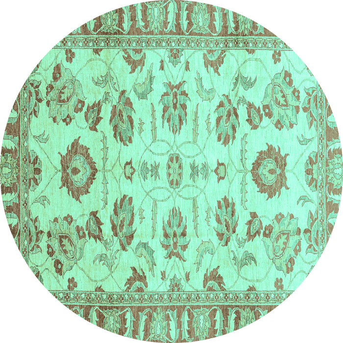 Round Oriental Turquoise Traditional Rug, abs3350turq