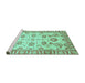 Sideview of Machine Washable Oriental Turquoise Traditional Area Rugs, wshabs3350turq