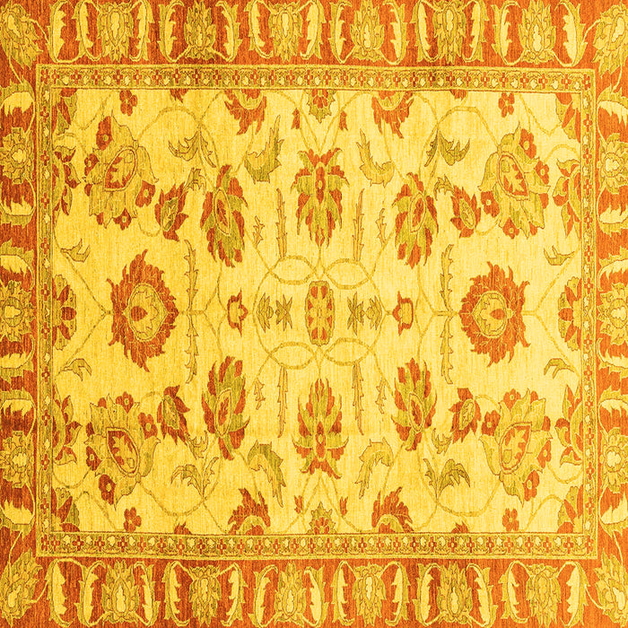 Square Machine Washable Oriental Yellow Traditional Rug, wshabs3350yw