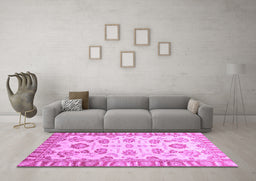 Machine Washable Oriental Purple Traditional Area Rugs in a Living Room, wshabs3350pur