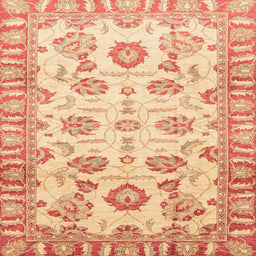 Square Abstract Bright Orange Oriental Rug, abs3350