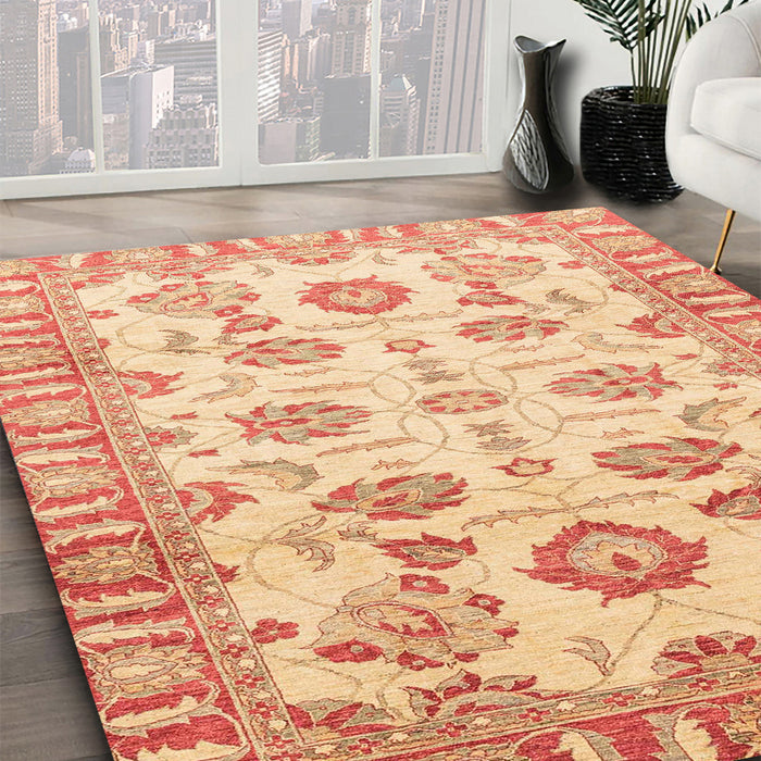 Machine Washable Abstract Bright Orange Rug in a Family Room, wshabs3350