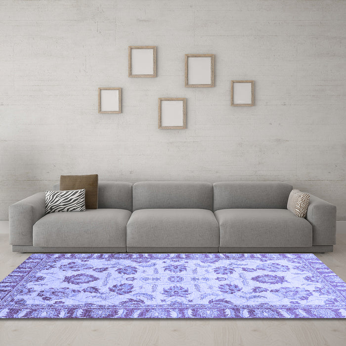 Machine Washable Oriental Blue Traditional Rug in a Living Room, wshabs3350blu