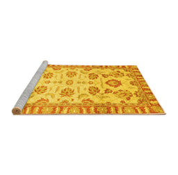 Sideview of Machine Washable Oriental Yellow Traditional Rug, wshabs3350yw