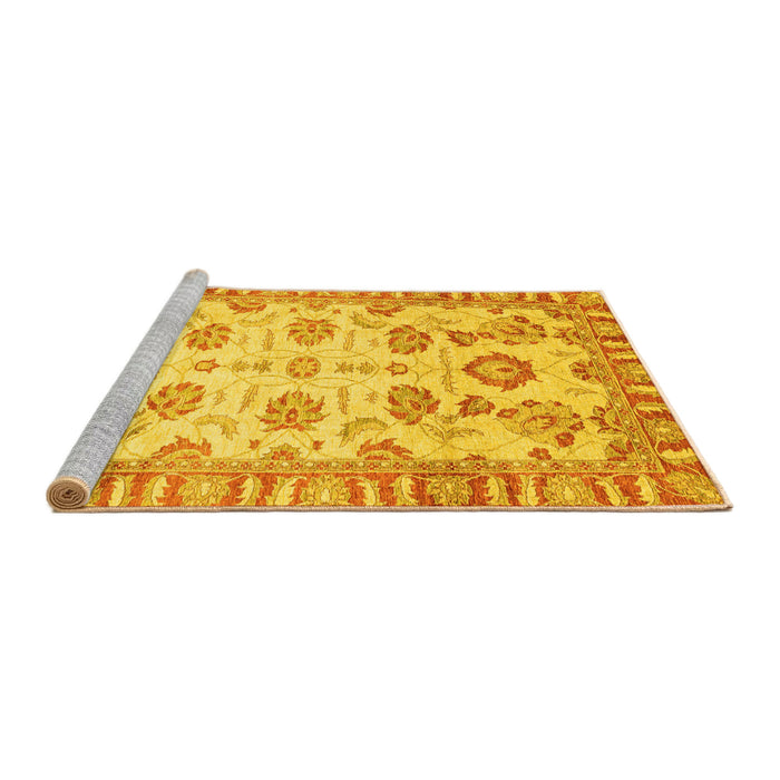 Sideview of Machine Washable Oriental Yellow Traditional Rug, wshabs3350yw