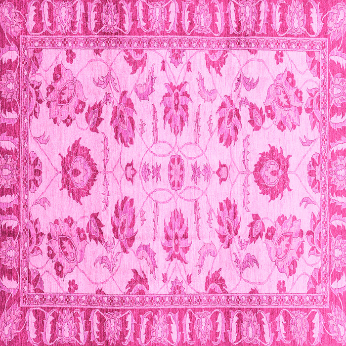 Square Machine Washable Oriental Pink Traditional Rug, wshabs3350pnk
