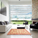 Square Machine Washable Abstract Bright Orange Rug in a Living Room, wshabs3350