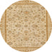 Round Machine Washable Abstract Yellow Rug, wshabs3351