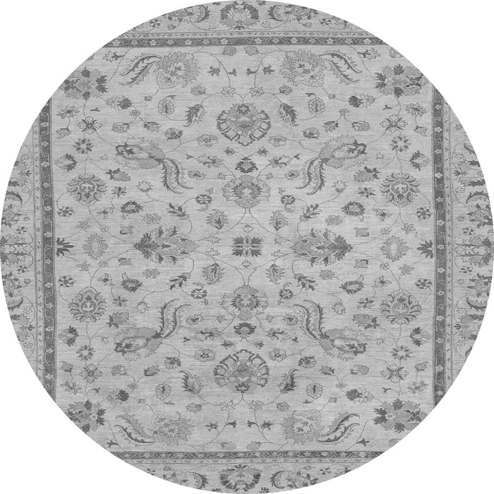 Round Machine Washable Oriental Gray Traditional Rug, wshabs3351gry