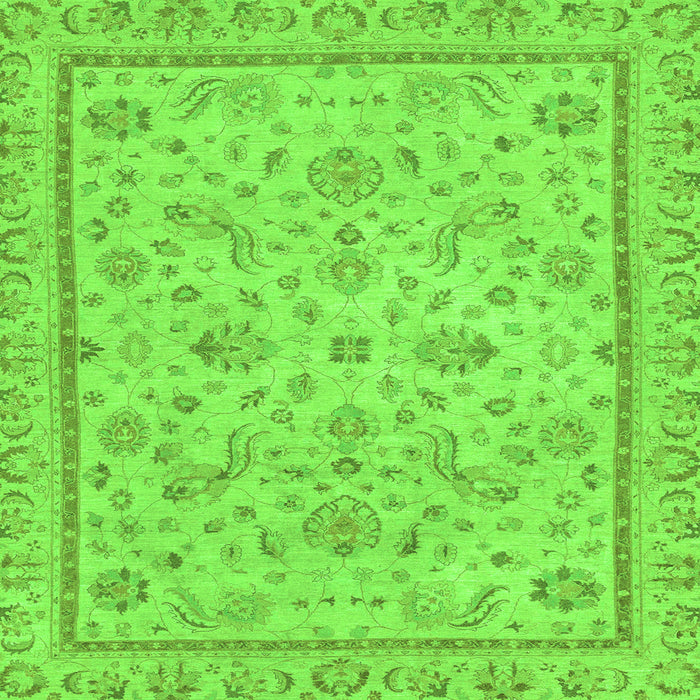 Square Machine Washable Oriental Green Traditional Area Rugs, wshabs3351grn