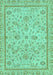 Machine Washable Oriental Turquoise Traditional Area Rugs, wshabs3351turq