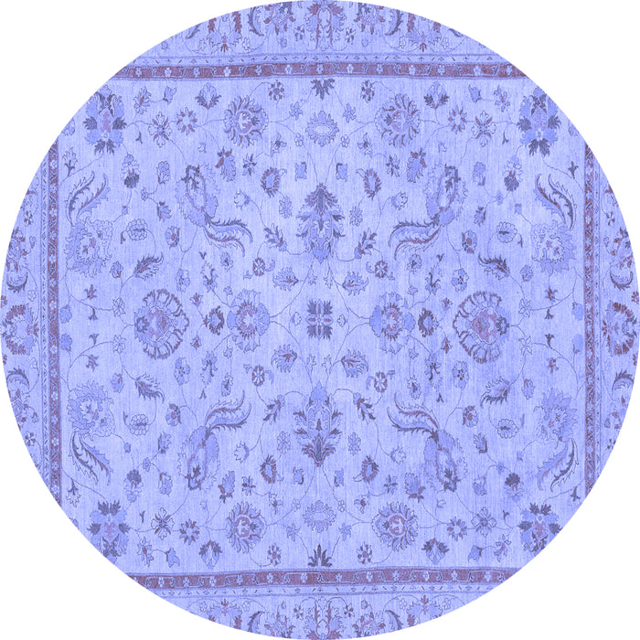 Round Machine Washable Oriental Blue Traditional Rug, wshabs3351blu