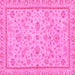 Square Machine Washable Oriental Pink Traditional Rug, wshabs3351pnk