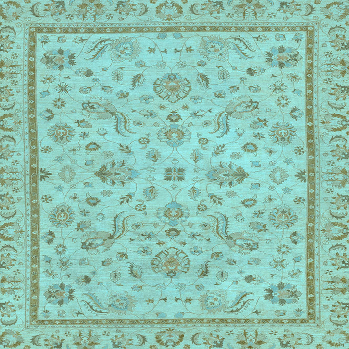 Square Machine Washable Oriental Light Blue Traditional Rug, wshabs3351lblu