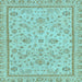 Square Machine Washable Oriental Light Blue Traditional Rug, wshabs3351lblu