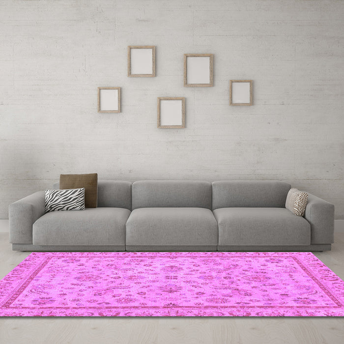 Machine Washable Oriental Purple Traditional Area Rugs in a Living Room, wshabs3351pur
