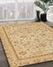 Abstract Yellow Oriental Rug in Family Room, abs3351