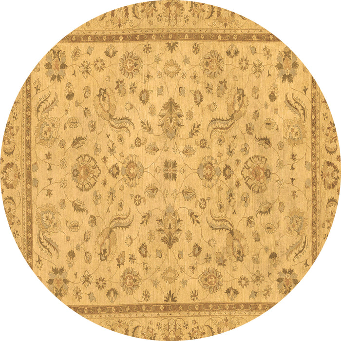 Round Machine Washable Oriental Brown Traditional Rug, wshabs3351brn