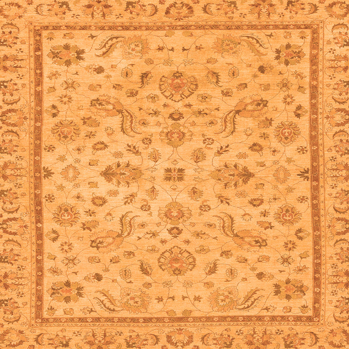 Square Machine Washable Oriental Orange Traditional Area Rugs, wshabs3351org