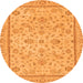 Round Machine Washable Oriental Orange Traditional Area Rugs, wshabs3351org