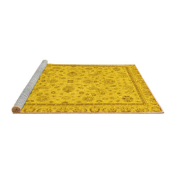 Sideview of Machine Washable Oriental Yellow Traditional Rug, wshabs3351yw