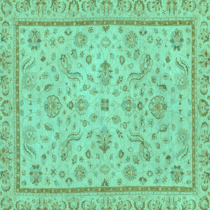 Square Machine Washable Oriental Turquoise Traditional Area Rugs, wshabs3351turq