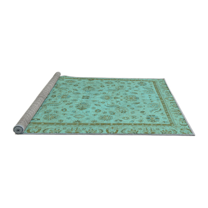 Sideview of Machine Washable Oriental Light Blue Traditional Rug, wshabs3351lblu