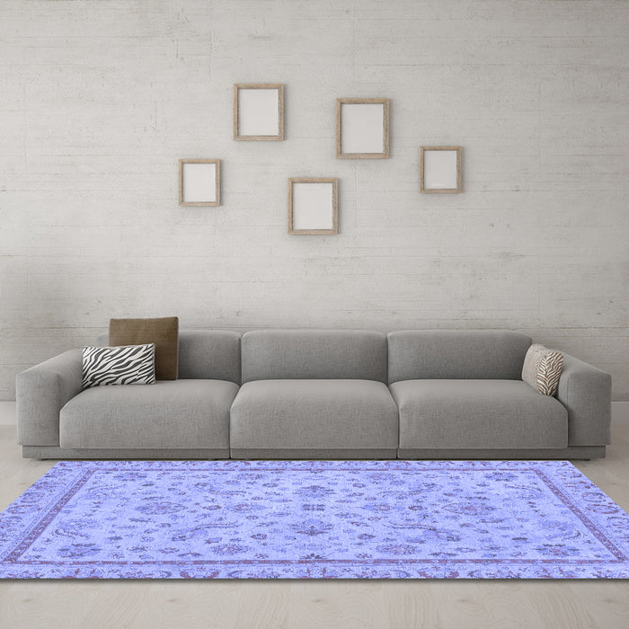 Machine Washable Oriental Blue Traditional Rug in a Living Room, wshabs3351blu