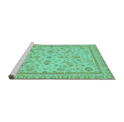 Sideview of Machine Washable Oriental Turquoise Traditional Area Rugs, wshabs3351turq