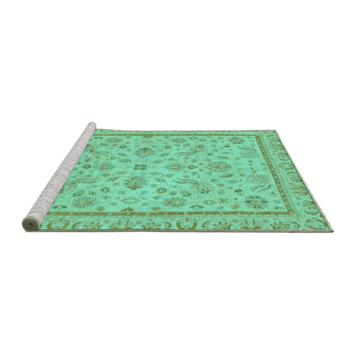 Sideview of Machine Washable Oriental Turquoise Traditional Area Rugs, wshabs3351turq