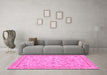 Machine Washable Oriental Pink Traditional Rug in a Living Room, wshabs3351pnk