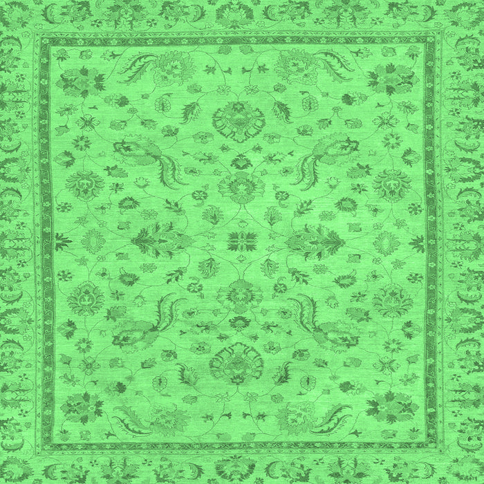 Square Machine Washable Oriental Emerald Green Traditional Area Rugs, wshabs3351emgrn