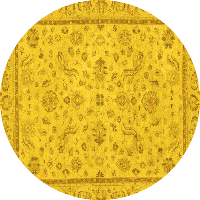 Round Oriental Yellow Traditional Rug, abs3351yw