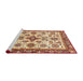 Sideview of Machine Washable Abstract Fire Brick Red Rug, wshabs3352