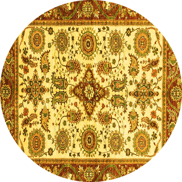 Round Machine Washable Abstract Yellow Modern Rug, wshabs3352yw