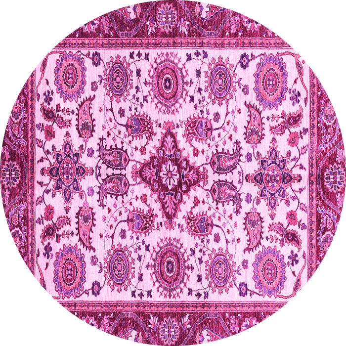 Round Abstract Pink Modern Rug, abs3352pnk