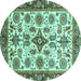 Round Abstract Turquoise Modern Rug, abs3352turq