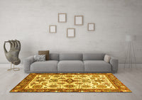 Machine Washable Abstract Yellow Modern Rug, wshabs3352yw