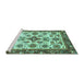 Sideview of Machine Washable Abstract Turquoise Modern Area Rugs, wshabs3352turq