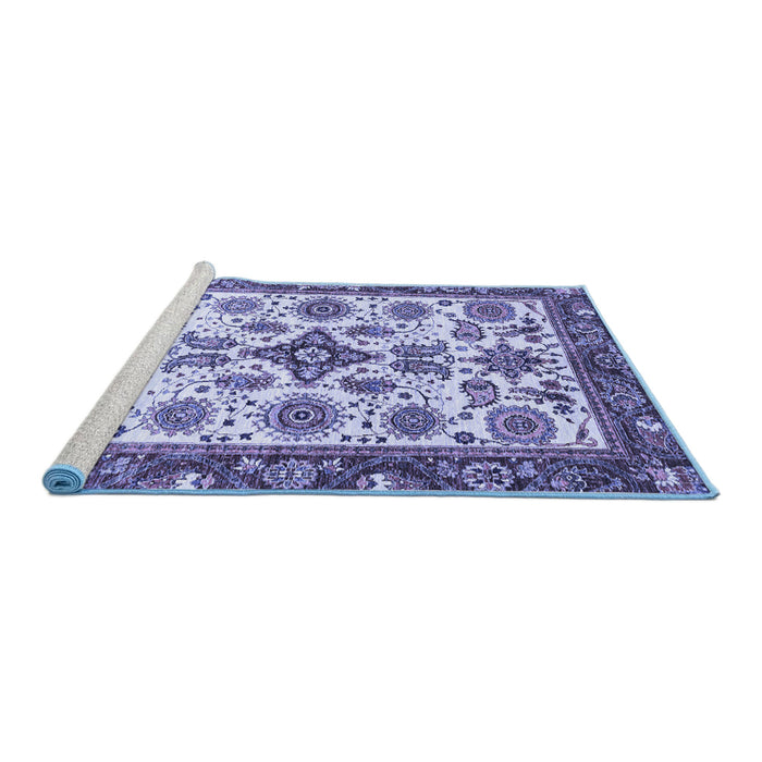 Sideview of Machine Washable Abstract Blue Modern Rug, wshabs3352blu