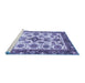 Sideview of Machine Washable Abstract Blue Modern Rug, wshabs3352blu