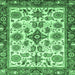 Square Machine Washable Abstract Emerald Green Modern Area Rugs, wshabs3352emgrn