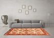 Machine Washable Abstract Orange Modern Area Rugs in a Living Room, wshabs3352org