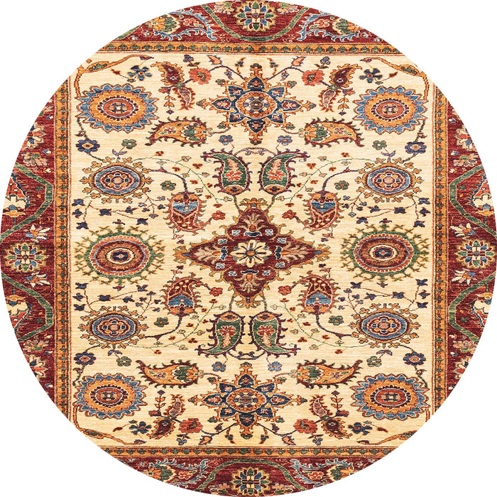 Round Machine Washable Abstract Fire Brick Red Rug, wshabs3352