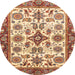 Round Machine Washable Abstract Fire Brick Red Rug, wshabs3352