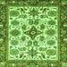 Square Machine Washable Abstract Green Modern Area Rugs, wshabs3352grn