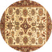 Round Abstract Brown Modern Rug, abs3352brn